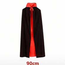 A Black And Red Reversible Hooded Cape, Double-Sided Vampire Robe, Suitable For Adult Halloween Death Wizard Role-Playing Costume Props - Multicolor - View 11