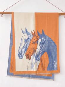 1pc Faux Cashmere Minimalist Premium Horse Pattern Jacquard Warm Scarf For Women, Air Conditioning Room Blanket, Autumn/Winter Outdoor Travel Cold Protection Decorative Scarf Shawl, Suitable For Daily Matching, First Choice For Gift Giving - Multicolor - View 8