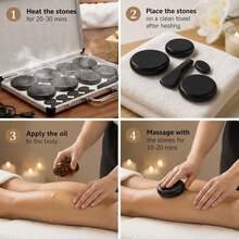 Kit De Piedras Calientes 18 Piezas Maletin Electrico Spa - Negro - Ver 3