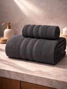 2-Piece Towel Set Cotton Extra Soft - Black - View 3