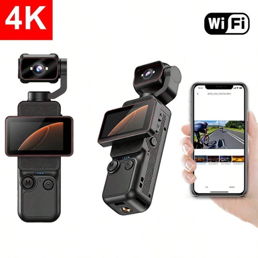 Máy ảnh kỹ thuật số cầm tay di động với màn hình xoay lật, xoay trước/sau 180°, xoay phải 90°, đèn flash, chụp đêm, lấy nét tự động, chế độ phong cảnh/chân dung, pin tích hợp 1000mAh - Xem 1
