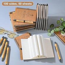 Random 1 Set Bulk Christian Spiral Notebooks With Bamboo Ballpoint Pen Prayer Journal Father Day Gifts For Bible Study Groups Church Members Families Back To School Summer Gift Classroom Rewards - Christian - View 4