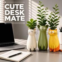 Creative Animal Vase Handmade Cat Vase Resin Vase Ornament Cute Quirky Cat Flower Pot Living Room Study Dining Room Bedroom Home Decor Desktop Entryway TV Cabinet Ornament Home Soft Decoration Creative Flower Holder Hydroponic Fresh Flower Dried Flower Container Birthday Gift Housewarming Gift B&B Cafe Decoration Modern Creative Home Decor Cute Cat Decoration Living Room Desktop Flower Pot Entryway Cabinet Ornament - Cat - View 5