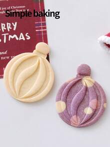 4 Pcs (1 Cut And 3 Impressions) Christmas Bead Cookie Cutter. Christmas Decoration Cookie Mold, Kitchen Baking Tool For Holiday Parties, Round Cookie Stamp - View 9