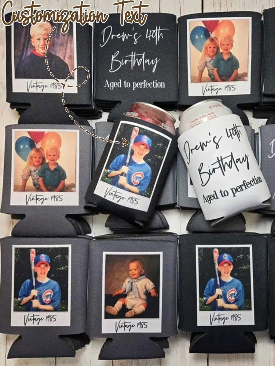 1pc Customized Printed Photo Birthday Cup Accessory, Customized Pattern Cup Sleeve, Portable Customized Name Water Bottle Sleeve, Customized Name Water Bottle Sleeve With Handle, Hiking Coffee Cup Sleeve, Customized Name Beverage Bag, Customized Name Cup Accessory | Vintage Personalized Party/Wedding/Birthday Gift - Multicolor - View 1