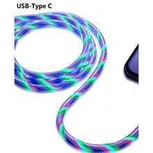 LED Glowing Type C Fast Charging Data Cable, 1m/6.6ft/39.37in USB-A To Type C, Compatible With Huawei, Compatible With Xiaomi, Universal Travel/Home/Office/Car Data Cable - Multicolor - View 8