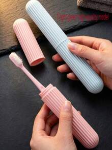 1/2 Portable Travel Toothbrush Holder, Non-Slip Striped Toothbrush Storage Box, Toothbrush Case/Box, College/Camping/Travel Essentials, Back To School Supplies, Bathroom Accessories, Bathroom Decor, Holiday Essentials - A - View 12