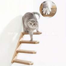 1pc Cat Wall Shelf And 1pc Perch, Tassel Cat Hammock, Cat Ladder, Modern Cat Furniture Suitable For Sleeping, Playing And Climbing - Apricot - View 2