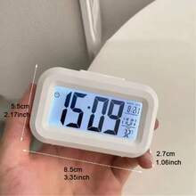 1pc Small Size Student Alarm Clock Mini Electronic Clock, Smart Desktop Multifunction Clock With LED Backlight, Temperature, Calendar, Kitchen Timer, Soft Volume - Multicolor - View 5