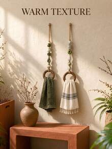 1pc Decorative Beaded Towel Hanger, Bohemian Macrame Beads, Decorative Towel Ring Bathroom And Kitchen, Rustic Beaded Hanging Rack And Home Bathroom Art Wall Decoration - Towel Ring - View 1