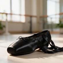 Sepatu Balet Pointe Wanita Modis dengan Pita Melingkar, Sepatu Dansa Satin Hitam, Pelindung Jari Kaki, Pertunjukan Dansa Ballroom Profesional, Nyaman dan Ringan - Hitam - View 6