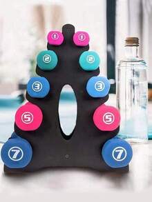 1pc Plastic Blade Triangular Dumbbell Rack, Home & Office Fixed Combination Fitness Dumbbell Stand - Multicolor - View 4