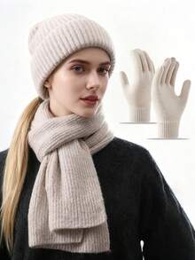 1pc Folded Brim Knit Hat, Minimalist Solid Color Loose Oversized Beanie, Warm Ear Protection Knitted Hat For Men And Women, Autumn/Winter - C - View 30