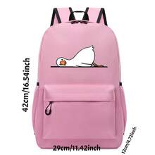 Balo in họa tiết vịt trắng 12*29*42cm, balo unisex, phù hợp cho trường học, chuyến đi ngắn, đi học hàng ngày của học sinh, ngăn dung tích lớn đựng được laptop và nhiều đồ dùng học tập, phù hợp cho mọi mùa - Balo - Xem 2