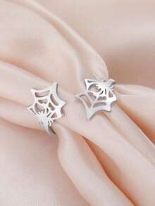 LIKGREAT 1pc Women's Stainless Steel Creative Open Adjustable Spider Web Ring, Unisex Halloween Jewelry Gift - Fashion Series - View 6