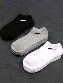 10 Pairs Men's Black & White No-Show Socks, Sweat-Absorbent Breathable Comfortable Invisible Socks, Suitable For Daily Wear, Sports, Business, Unisex, All Seasons, Perfect Gift For Back To School And Holidays, Available In 1 Pair/10 Pairs/20 Pairs - Black and White - View 4