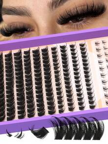 GROINNEYA 226/237/250pcs Pointed False Eyelash Clusters Set, 80-100D Fairy-Like Lightweight Single Clusters, 6-18mm Mixed Length Clusters, Suitable For DIY Cat Eye Eyelashes, Natural Cross Eyelash Clusters Including Lower Lashes, Comes With Glue, Sealer And Tweezers, For Eyelash Extensions - Black - View 12