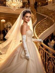 3 Pieces Bridal Headband, Veil, Glove And Accessory Set, "Bridal" Letter Headband, Suitable For Wedding, Bridal Shower And Wedding Photography - Multicolor - View 7