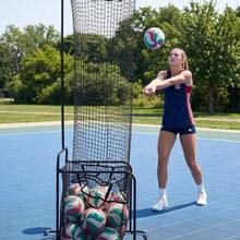 Adjustable Volleyball Setter Training Net – 5 Angles, Multiple Height Settings (6.7–9 Ft) – Portable Volleyball Training Equipment – Lockable Wheels – Quick Assembly – Indoor/Outdoor Use - Yellow - View 3