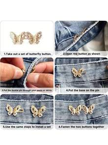 Butterfly-Shaped Waist Tightener Buckle, Tool-Free No-Trace Adjustable Buckle For Loose Pants, Adjustable Waist Buckle For Various Pants, Ready-To-Use Butterfly Buckle Pin - Multicolor - View 3