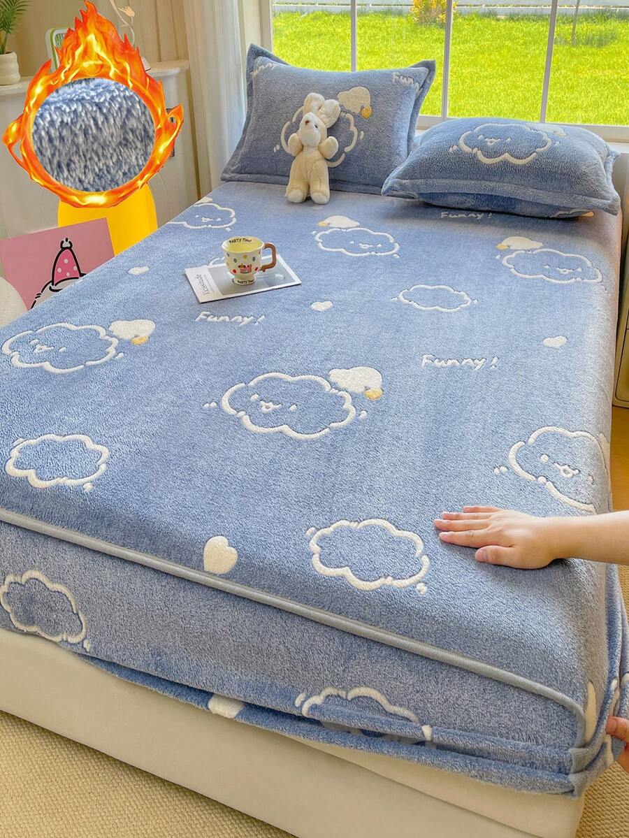1 buah Sprei Kasur Pas Motif Salju Tebal Lembut Bernapas untuk Musim Gugur/Dingin (Sprei Kasur Pas Ukuran Tunggal), Hangat Seketika, Menyerap Kelembapan, Anti Selip, Mudah Dilepas dan Dapat Dicuci dengan Mesin, Cocok untuk Semua Musim, Tinggi 30cm, Sempurna untuk Dekorasi Kamar Tidur