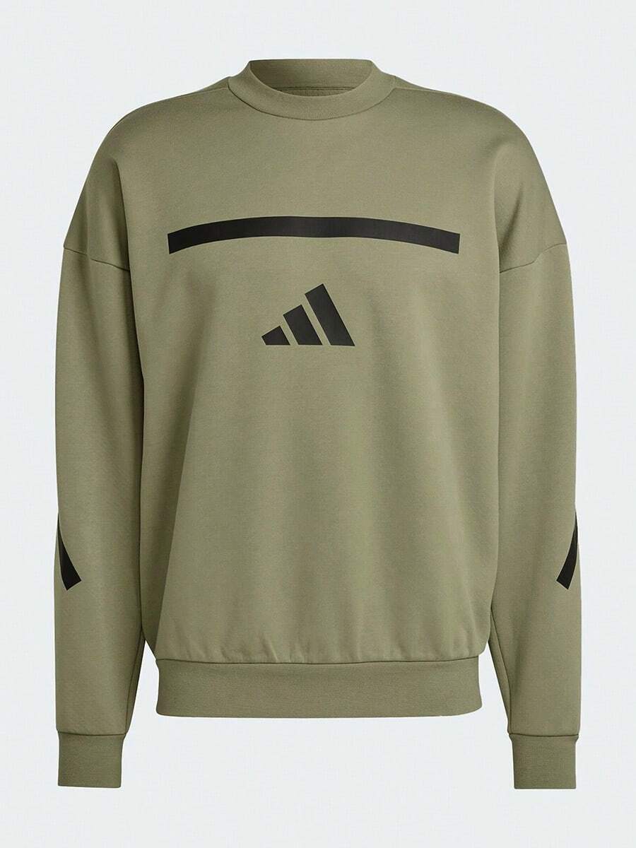 Adidas Spring/Autumn Versatile Comfortable Men's Loose Crew Neck Pullover Sweatshirt JE3076 - Grey Army Green - View 1