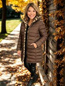 Women's Autumn/Winter Reversible Thick Leopard Print Jacket - Coffee Brown - View 4
