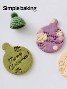 4 Pcs (1 Cut And 3 Impressions) Christmas Bead Cookie Cutter. Christmas Decoration Cookie Mold, Kitchen Baking Tool For Holiday Parties, Round Cookie Stamp - View 8