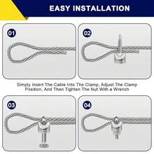8pcs 1/8" M3 Steel Wire Rope Clips, Used For Fixing Tent Ropes, Steel Cables, Electrical Cables And Clotheslines, Made Of Galvanized U-Shaped Bolts - M3 Clip - View 5