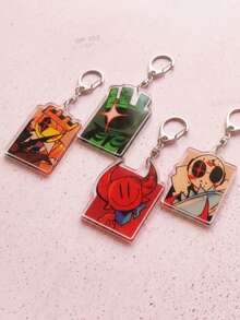 4pcs Forsaken Killers Game Killer Acrylic Keychain, Anime Style, Slasher/1x1x1x1 Game Character Card Design, Backpack/Shoulder Bag Pendant, Car Key Ring Accessory, Ideal Gift For Gamers And Friends - Multi-color 1 - View 4