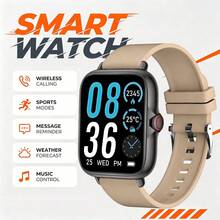 QAGSFLC [SmartWatch]中性智慧手錶，舒適矽膠錶帶，支援通話、訊息通知、音樂控制、鬧鐘，180mAh電池，1.83吋全螢幕觸控螢幕，相容 Android 與 iOS 系統，運動風，適合世界盃派對 - 彩色 - 查看 3