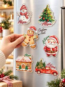 1pc Custom Personalized Name Christmas Acrylic Magnet, Santa, Gingerbread Refrigerator Magnet, Perfect Stocking Stuffers Gifts,Secret Santa Gift,Kitchen Decor,Christmas Gift - Multicolor - View 3