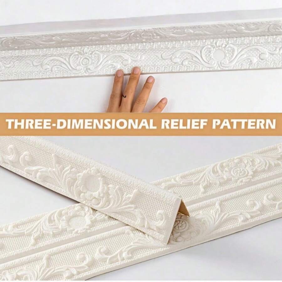 1pc 230cm Peel And Stick Foam Wall Decor Strip, Self-Adhesive Wallpaper Border Trim, Decorative Baseboard Molding - A - View 1