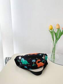 Cartoon Dinosaur Print Kids Waist Bag, Adjustable Crossbody Chest Bag For Boys And Girls, Lightweight Outdoor Coin Purse - A - View 4