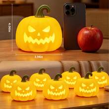 Halloween Pumpkin Eye-Protection Night Light Bedside Tap Light Rechargeable Silicone Sleep Lamp Gift For Friends And Classmates - Multicolor - View 6