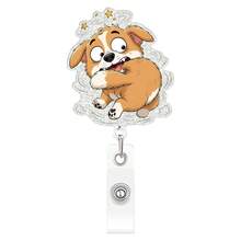 1pc Funny Shiba Inu Bubble Blowing Acrylic Retractable Badge Reel, Highly Attractive ID Card Holder Anti-Loss Clip - Multicolor - View 3