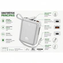 Power Bank Portátil Mini 20.000mah 45w Carregador Turbo - Prata - Visão 2