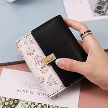 PRETTYZYS Women's Short Wallet, Printed Fashion Minimalist Multifunctional Card Holder, Zipper Coin Purse, Daily Travel Student Coin Purse, Christmas Wallet Gift, Valentine's Day Gift, All Season - Black - View 2