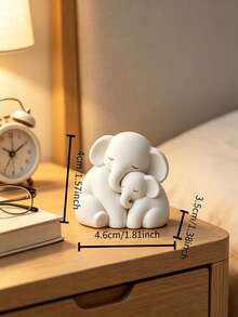 Warm Embracing Mother And Child Elephant Figurine, Minimalist White, Delicate And Soft Texture, Desktop Decor Ornament, Suitable For Home Decoration, Thoughtful Holiday Gift Item, Home Decor Figurine - Multicolor - View 11