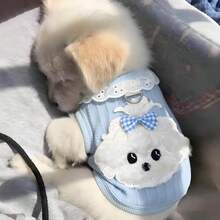 1PC Blue Pet Dog/Cat Tank Top Lightweight And Fashionable Spring And Autumn Sleeveless Tank Top Suitable For Teddy Poodle And Other Small And Medium Sized Pet Clothes - Blue - View 11