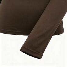 Women's Autumn/Winter Maillard Brown 2 In 1 Bow Chest Long Sleeve T-Shirt - Brown - View 7
