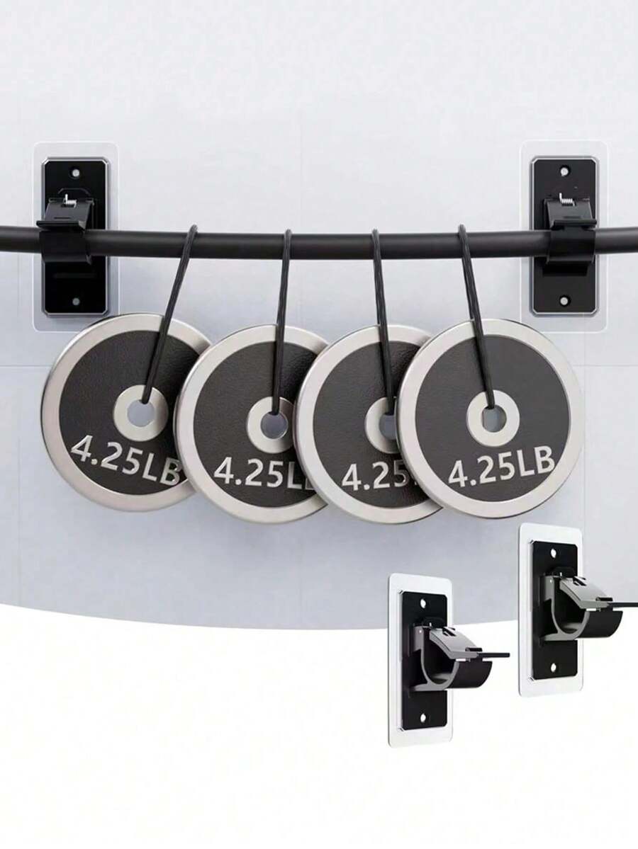 2pcs Heavy Duty No-Drill Ceiling Mount Curtain Rod Brackets, Damage-Free Wall/Ceiling Hooks, Plastic Black/White (Applicable), Suitable For Renters, Kitchen, Bedroom, Bathroom, Easy Install Curtain Rod Hooks - Multi-color - View 1