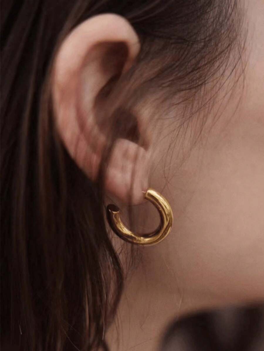 6 Pieces Of Simple Stainless Steel Rings And Earrings, Suitable For Ladies To Wear - Multicolor - View 1