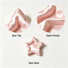 Pink Star-Shaped Jewelry Dish With Pleated Edge, French Luxury Style Vanity Tray For Rings And Necklaces, Entryway Desktop Storage Plate, Girly Heart Design, Birthday Gift For Girlfriend And Best Friend, Home Decor Ornament, Ins Style Practical Item, Exquisite Versatile Value-For-Money Choice - Pink - View 3
