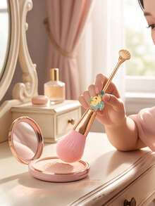Disney Princess The Ariel 專業化妝刷組 3件組 合成刷毛 蜜粉底妝暈染刷 附緊湊貝殼鏡與琺瑯胸針 高級美容工具 適用日常完美彩妝 - 彩色 - 查看 3