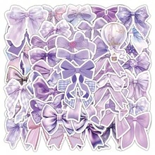 50pcs Purple Bow Sticker Creative Cup Sticker Light Purple Bow Sticker For Water Bottles, Laptops, Cars, Journals, Phone Case - Multicolor - View 4