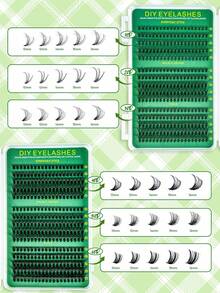 600片 D捲度單簇假睫毛 DIY 接睫毛套組，8-16mm 混長，含睫毛膠、密封劑與睫毛工具，柔軟合成纖維睫毛，適合日常、搭配、旅行，可作為禮物送給家人與朋友 - 黑色 - 查看 5
