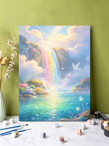 DIY Rainbow Waterfall And Doves (Frameless Or Framed 8x12 / 16x20 Inches) Paint By Numbers Kit(Acrylic) Arts & Crafts For Adult Beginners, Home Wall Decor, And Holiday Gifts - Sets - View 5