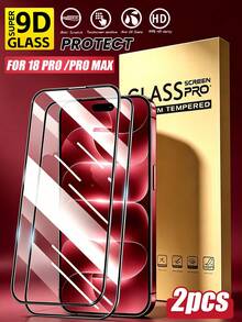 2 Packs [2026 New] 9H+ Hardness Silk-Printed Black Border Tempered Glass Screen Protector Compatible With Iphone 18 Pro Max (6.9 Inch)/18 Pro/17 Pro Max/17/17 Air/16 Pro Max/16/16 Plus/15 Pro Max/15/15 Pro/14/13/12/11, Bubble Free, HD Clear, Shatterproof, Scratch Resistant, Anti-Fingerprint, Case Friendly, Easy Install, Birthday Gift For Friends & Family - Clear - View 1