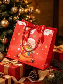 1/3/5pcs Christmas Gift Bags, Divided Reusable Large Gift Bags, Suitable For Supermarket Holiday Parties, Party Favor Bags, Holiday Shopping Bags - Multiple Styles - View 2